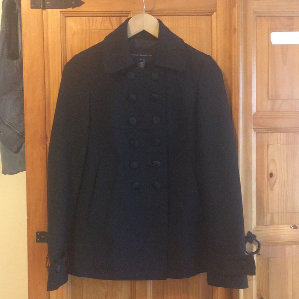 French Connection Black Peacoat size 0